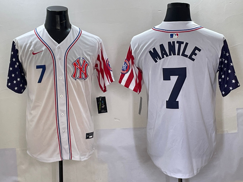 Men 2025  MLB New York Yankees #7 Mantle white jersey style 4->new york yankees->MLB Jersey